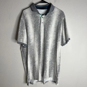 Greyson Mens Polo Shirt XL Spotted Graphic Performance Golf White Gray EUC - Picture 1 of 10