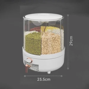 (White L)360 Degree Rotating Grain Dispenser Box PP Plastic Kitchen Storage . - Picture 1 of 6