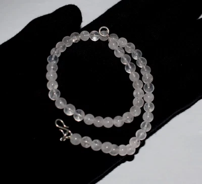 Naturale Quarzo Rosa Gemma Collana 925 Argento Sterling 22 " Stringa come Visto - Immagine 1 di 4