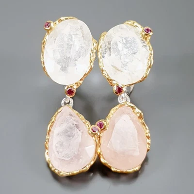 Jewellery 38 ct+ Natural Morganite Earrings 925 Sterling Silver /E129904 - Image 1 of 4