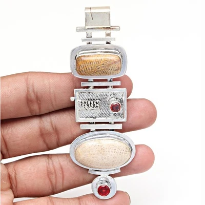 Ciondolo gioiello argento festa della mamma pietra preziosa granato corallo... - Immagine 1 di 4