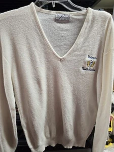 Vintage University Of NC Tar Heels White V-neck Light Weight Sweater - Picture 1 of 1