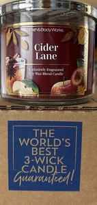 CIDER LANE - Bath and Body Works White Barn 3 velas de mecha - Imagen 1 de 4
