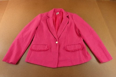 Blazer Traje Anne Klein Para Mujer Grande Rosa Tweed Flecos Muesca Solapa Abotonada Nuevo Sin Etiquetas Foto 1 de 4