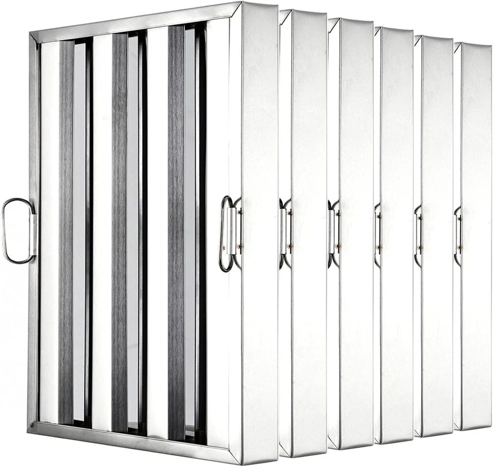 Pack of 6 Hood Filters 430 Stainless Steel 5 Grooves Commercial Hood Filters - Image 1 of 1