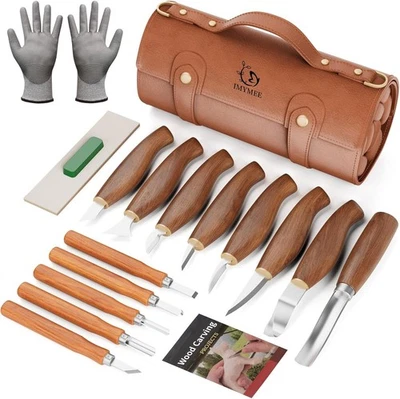 IMYMEE Deluxe Wood Carving Kit，Wood Carving Tools Set with Large Storage Case