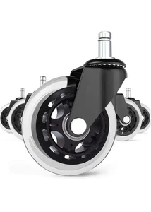 Office Chair Caster Wheels Set of 5 Heavy Duty & Safe for All Floors Including  - Picture 1 of 3
