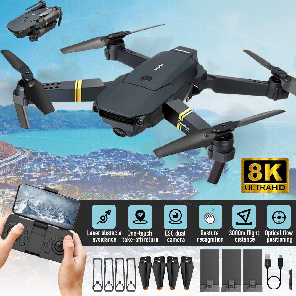 3xBattery 8K Drone X Pro 5G HD WIFI FPV GPS Foldable Selfie Camera RC Quadcopter