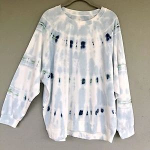 Felpa Lou & Grey donna L blu tie dye manica raglan oversize spiaggia costiera - Foto 1 di 10