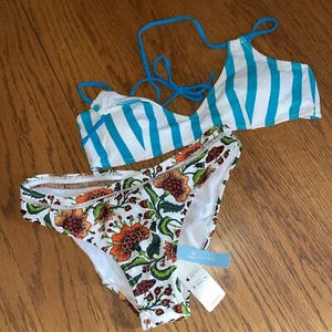 Cupshe Size Medium White Floral Botanical Lattice Bikini Swim Suit NWT - Picture 1 of 3