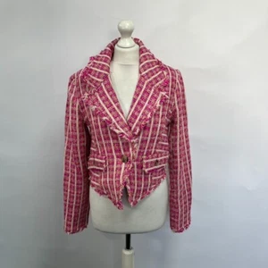 Chaqueta corta de guinga Free People Cassius.  Rosa/Blanco.  Pequeño.   Nuevo. - Imagen 1 de 8