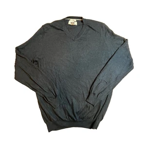 Joseph Abboud 100% extrafeine Merinowolle dunkelblau V-Ausschnitt Pullover Herren L Preppy - Bild 1 von 12