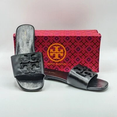 Tory Burch INES Clásico Banda Única Cuero de Cabra Slide (Negro Perfecto) EE. UU. 5 Foto 1 de 4
