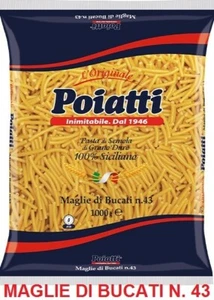 PASTA MAGLIE DI BUCATI SEMOLA DI GRANO DURO SICILIANO 100% POIATTI N° 43 KG 1 - Imagen 1 de 2