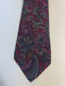 Altea Mens Necktie 100% Italian Silk - Red, Blue & Brown Paisley Pattern Vintage - Foto 1 di 5