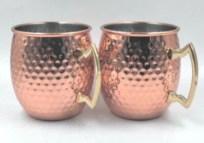2 tazas de mula de Moscú de cobre martillado Houdini marcas de por vida con asas de latón Foto 1 de 4