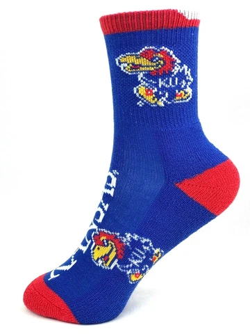 Kansas Jayhawks Youth Blue & Red Deuce Quarter Socks Cover