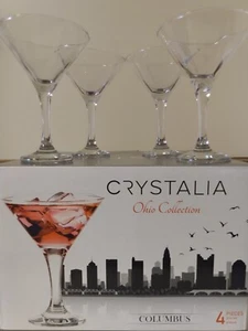 Columbus Crystalia Ohio Collection Martini Glasses Set Of 4 New-Open Box - Picture 1 of 8