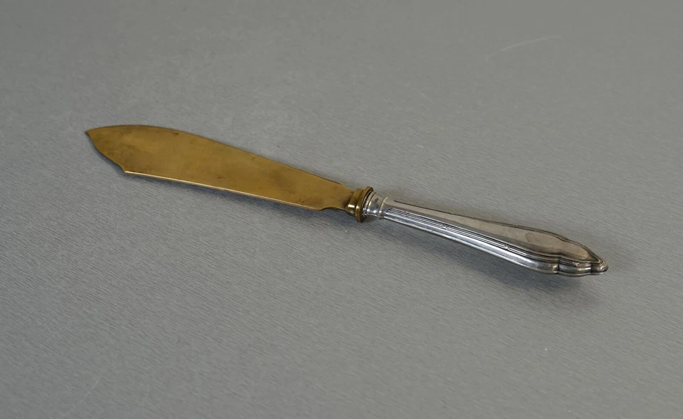 vecchio coltello da pesce in argento 800 coltello da portata posate da pesce ... - Immagine 1 di 4