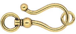 Clasp, Hook & Eye, 10 Sets Antiqued Gold Plated Pewter Large Shepherd's Hook - Picture 1 of 3