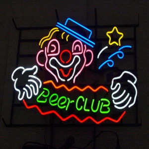 Beer Club Clown Neon Sign Handmade Artwork Advertising Light Real Glass 24"x20" - Picture 1 of 1