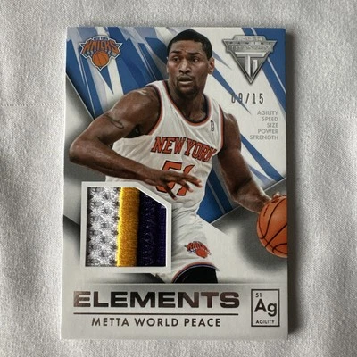 2013-14 Titanium Elements Materials Metta World Peace #22 Prime /15 NY Knicks LA - Image 1 of 2