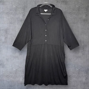 J Jill Dress Plus Size 3X Black Jersey Knit Shirt Pockets Comfy Modal Cotton - Picture 1 of 8
