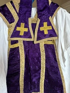 Antikes Talar Kleid mit Priesterstola mit Goldstickerei - Bild 1 von 3