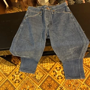 Vintage Wrangler Jeans Boys 13 Blue Straight Youth Pants 27x30 Kids USA 80s - Picture 1 of 5
