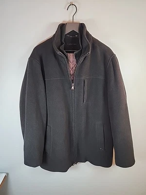 Calvin Klein Black Peacoat Masculino Tamanho Grande Zíper Completo Forrado Lã Peso Pesado - Imagem 1 de 4