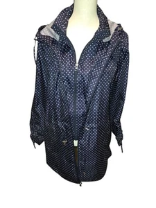 Jones New York Navy Polka Dot Hooded Polyester Jacket Size XXL - Picture 1 of 2