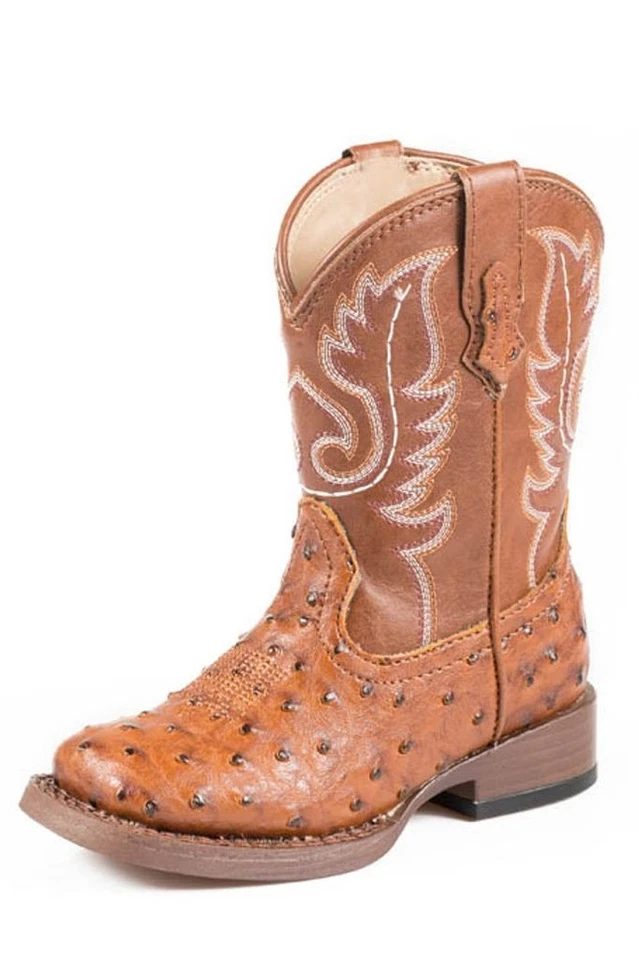 Botas Roper Western meninos cowboy crianças avestruz bronzeado 09-017-1900-0807 TA - Imagem 1 de 1