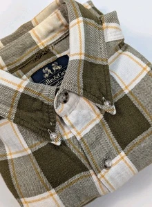 Camisa de franela Willis & Geiger verde a cuadros parches en el codo algodón para hombre mediana - Imagen 1 de 14