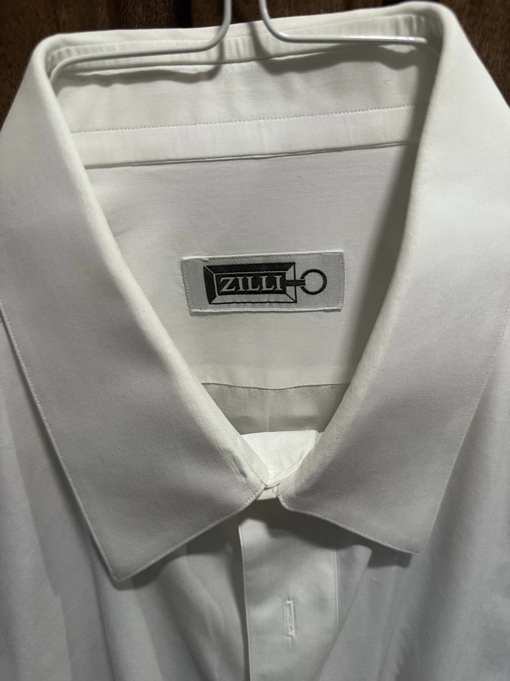 Camisa de vestir Zilli puños franceses blanca lisa 100 % algodón 16/41 Foto 1 de 2