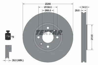 2x TEXTAR Bremsscheiben Vorne für CITROËN C5 II Break (RE) C5 II (RC) 288mm - Bild 1 von 4