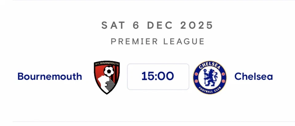 PRE-ORDER PROGRAMME 6/12/2025 AFC BOURNEMOUTH v CHELSEA BRAND NEW UNOPENED - Image 1 of 1