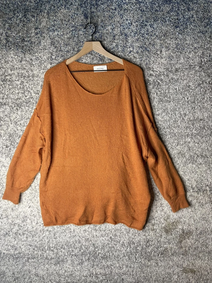 Suéter Americano Vintage Para Mujer M/L Naranja Óxido De Gran Tamaño Tejido Hombro Caído Foto 1 de 4