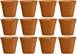 ATT 8" Light Terra Cotta Resin Riverland Planter Pot w Saucer - 12 Pack - Picture 1 of 4