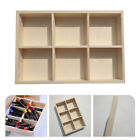  Wood Six Grid Wooden Box Compartments Sorting Tray Crayon Storage Container
