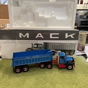 Mack R Model With Dump Trailer 1:34 First Gear  Blue New, Mobile￼ Excavating - Picture 1 of 7