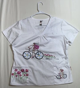 Caroline Benchetrit for White Cross Pediatric Nurse V Neck Scrubs Top Size M - Picture 1 of 6