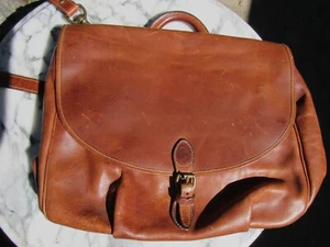 FINE VINTAGE EDDIE BAUER THICK LEATHER BRIEFCASE MESSENGER BAG SATCHEL USA MADE - Picture 1 of 5