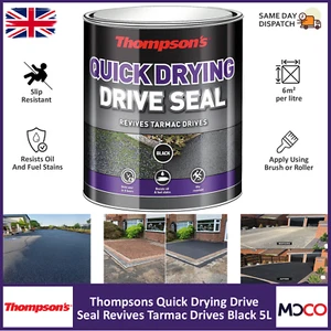 Thompson's Drive Seal Quick Drying Black Tarmac Restorer Crack Repair Sealer 5L - Picture 1 of 6