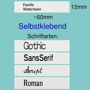 1-5 Klingelschild-Briefkastenschild-Türschild-namenschild-Selbstklebend 12x60mm - Bild 1 von 1
