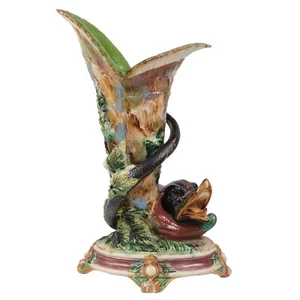 Majolica Pottery Dolphin Vase H30cm Circa 1860 - Picture 1 of 24