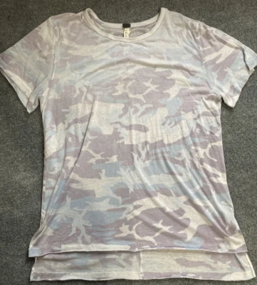 Free People Top Womens Large Camo Purple Blue Hi Low We The Free  Stretch Cotton - Изображение 1 из 4