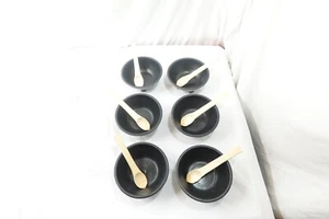 6 PACK OF SALSA BOWL SET W/WOODEN SPPONS MEXICAN CHIP, GUACAMOLE BOWLS - NEW - Picture 1 of 14