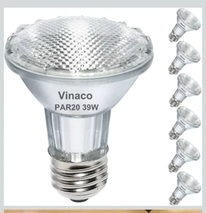 Vinaco 6PCS 39W PAR20 Halogen Dimmable Light Bulbs 3000K Warm White E26 - Picture 1 of 9
