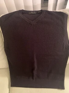 BugatchiUomo Sweater Vest Cable Men L Black Pima Cotton GrandpaCore Golf Classic - Picture 1 of 10