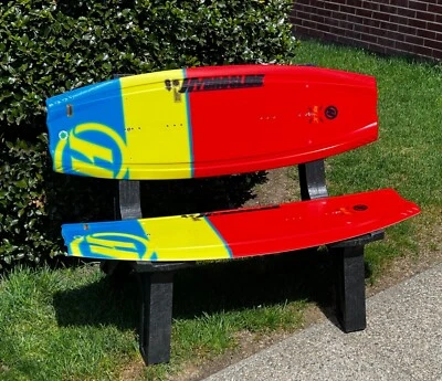 Cyber Monday   Red Wake Bench made w/ real Wake Boards & Recycled Plastic Legs - Image 1 of 4